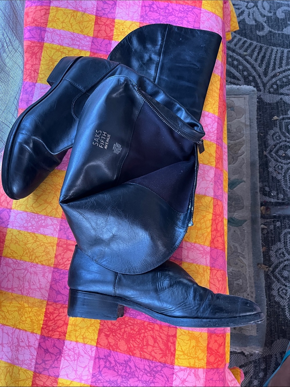 Saks Fifth Avenue Black Leather Over-the-Knee Boots